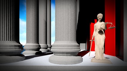 Image showing Themis - lady of justice in court