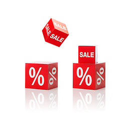 Image showing set of boxes with sale and percent sign