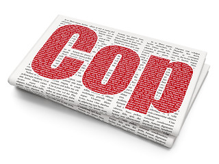 Image showing Law concept: Cop on Newspaper background