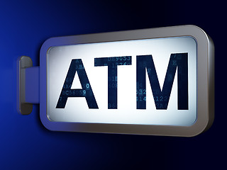 Image showing Currency concept: ATM on billboard background