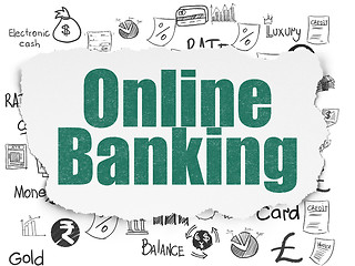 Image showing Banking concept: Online Banking on Torn Paper background