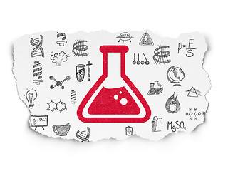 Image showing Science concept: Flask on Torn Paper background