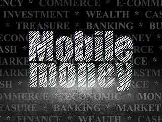 Image showing Money concept: Mobile Money in grunge dark room