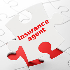 Image showing Insurance concept: Insurance Agent on puzzle background