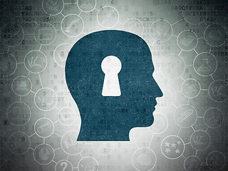 Image showing Education concept: Head With Keyhole on Digital Paper background