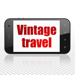 Image showing Travel concept: Smartphone with Vintage Travel on display