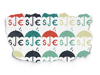 Image showing Privacy concept: Money And Umbrella icons on Torn Paper background