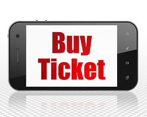 Image showing Vacation concept: Smartphone with Buy Ticket on display