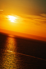 Image showing in santorini    greece sunset and the sky mediterranean red sea