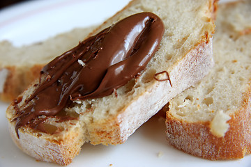 Image showing Bread with chocolate spread