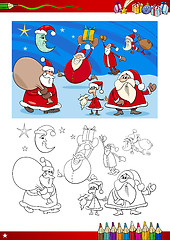 Image showing santa clauses coloring page