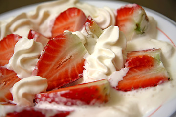 Image showing Strawberries and cream