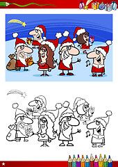 Image showing christmas characters for coloring book