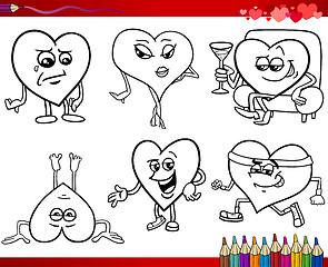Image showing valentine cartoons for coloring
