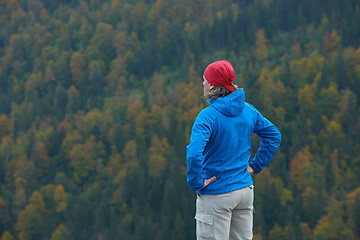 Image showing advanture man with backpack hiking