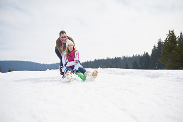 Image showing happy young couple having fun on fresh show on winter vacation