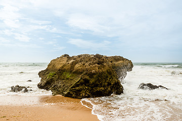 Image showing Ocean crashing over rock