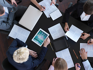 Image showing top view of business people group on meeting