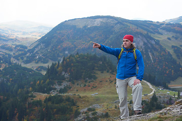 Image showing advanture man with backpack hiking