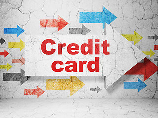 Image showing Money concept: arrow with Credit Card on grunge wall background