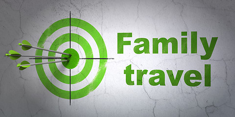 Image showing Travel concept: target and Family Travel on wall background
