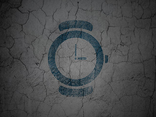 Image showing Time concept: Hand Watch on grunge wall background