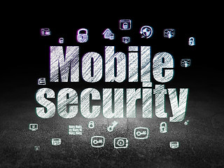 Image showing Security concept: Mobile Security in grunge dark room