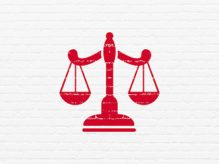 Image showing Law concept: Scales on wall background