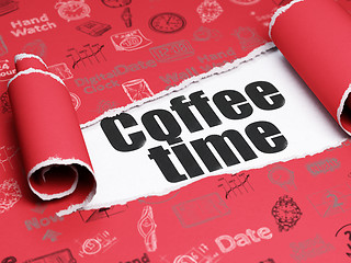 Image showing Time concept: black text Coffee Time under the piece of  torn paper