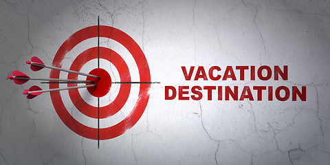Image showing Tourism concept: target and Vacation Destination on wall background