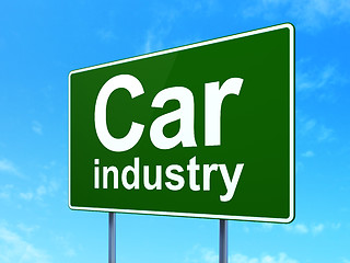 Image showing Manufacuring concept: Car Industry on road sign background