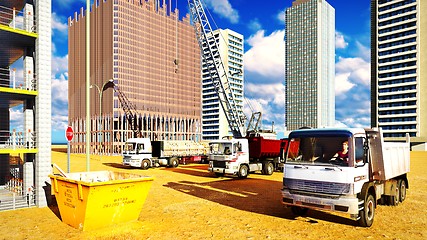 Image showing Different machinery at construction site