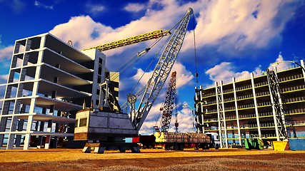 Image showing Different machinery at construction site