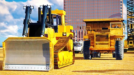 Image showing Different machinery at construction site