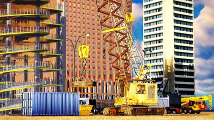 Image showing Different machinery at construction site