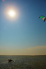 Image showing young woman kite-surfer