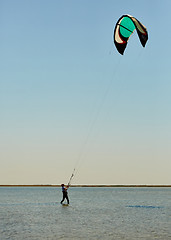 Image showing young woman kite-surfer