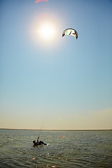 Image showing young woman kite-surfer