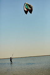 Image showing young woman kite-surfer