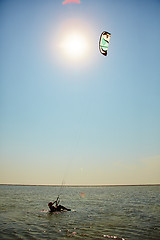 Image showing young woman kite-surfer