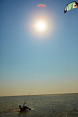 Image showing young woman kite-surfer