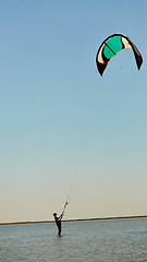 Image showing young woman kite-surfer