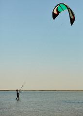 Image showing young woman kite-surfer