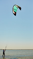 Image showing young woman kite-surfer