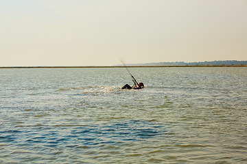 Image showing young woman kite-surfer