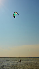 Image showing young woman kite-surfer