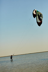 Image showing young woman kite-surfer