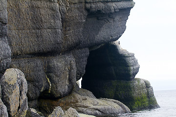 Image showing Monumental rocky cliffs on coast of South island of the Novaya Zemlya archipelago