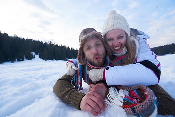 Image showing romantic young couple on winter vacation