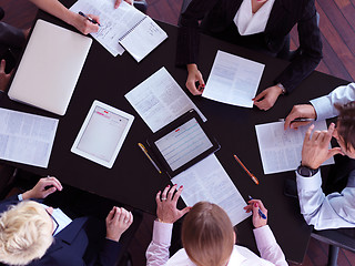 Image showing top view of business people group on meeting